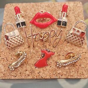 Gold and Red Fashion Pin Set